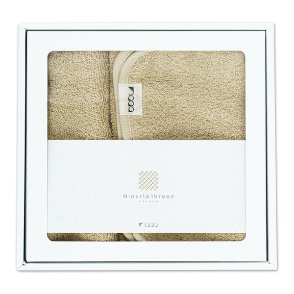 ニヌルタの糸 ロングタオル＆ハンドタオルギフトセット ベージュ 取寄品 ナガオカリコー NRT-00...