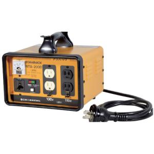 降圧トランス 単相200V.100.115V 1KVA 日動 TB-100D : 大工道具・金物
