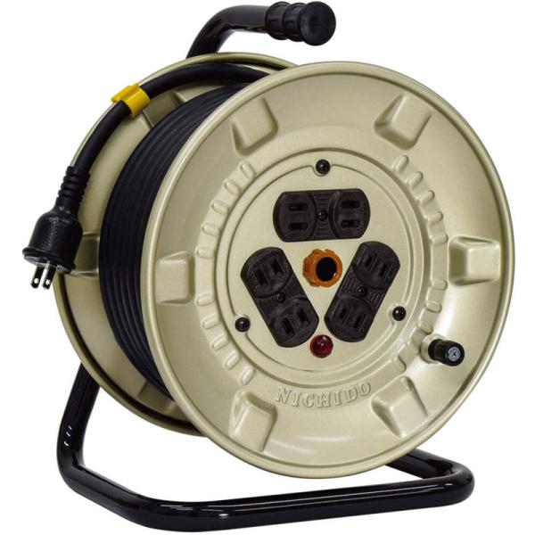 標準型電工ドラム 100V(屋内型) 極太3.5mm2電線 コンセント6個付 20m 取寄品 日動 ...