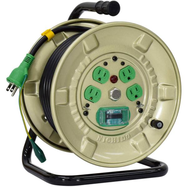 標準型電工ドラム 100V(屋内型) アース付 漏電保護専用ブレーカー付 極太3.5mm2電線 20...