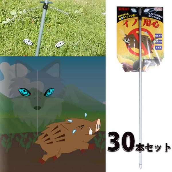 イノ用心 イノシシ避け 30本セット 夜間 オオカミの眼がイノシシを威嚇 取寄品 日本ダム 4503...