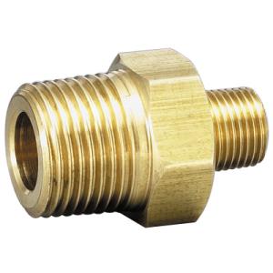 黄銅製ねじ込継手 異径ニップル ネジ(R1×R2)3/8×1/4 フローバル GRN-0302-BS
