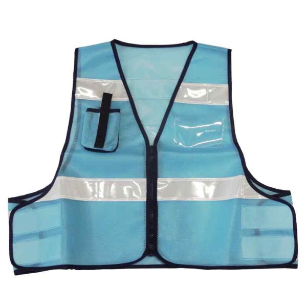 防犯パトロールベスト フリーサイズ スカイブルー 取寄品 ミズケイ 5918504