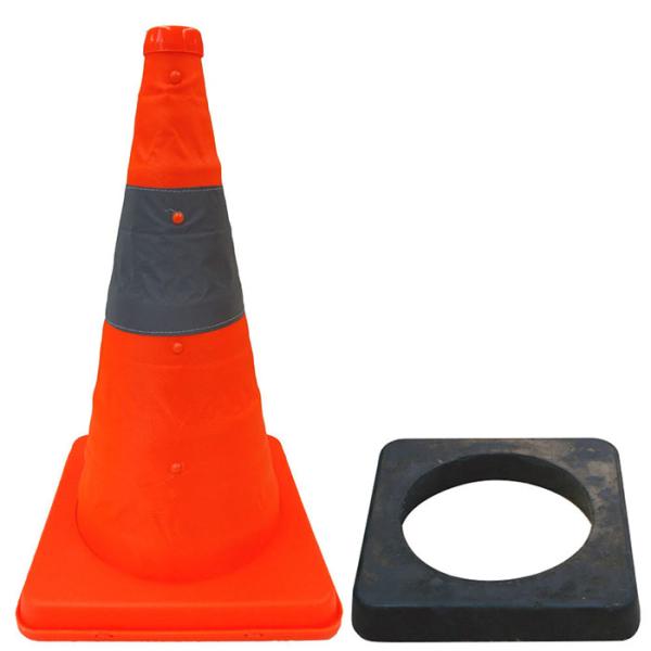 伸縮式三角コーン オレンジ 41cm 反射付き コーンウェイト付き ミズケイ 8201021-820...