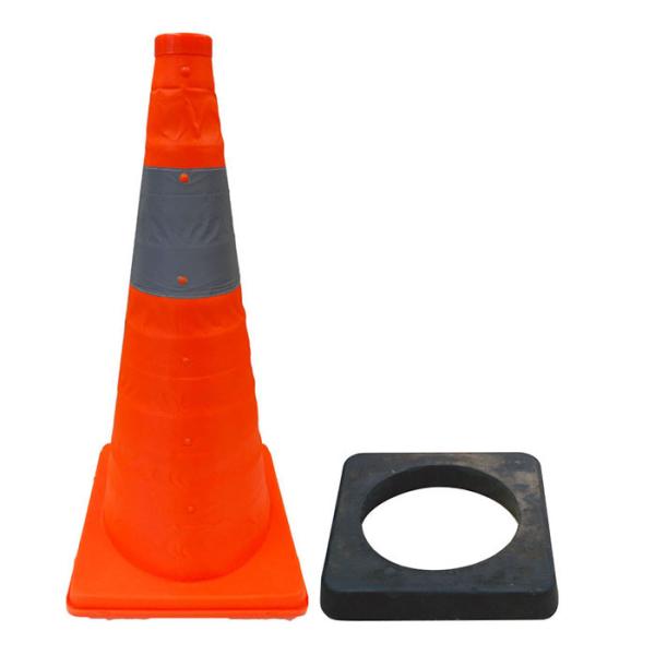 伸縮式三角コーン オレンジ 62cm 反射付き コーンウェイト付き ミズケイ 8201025-820...