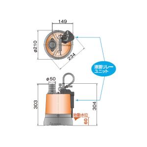 低水位排水用水中ハイスピンポンプ 自動型 50...の詳細画像1
