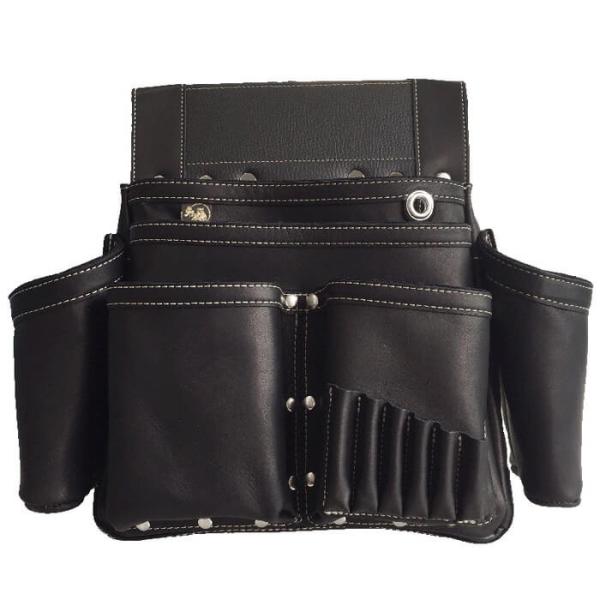 WEB限定 ふくろ倶楽部 PREMIUM 朱雀 グローブ革 六型釘袋 Wすみつぼホルダー付 黒 ふく...