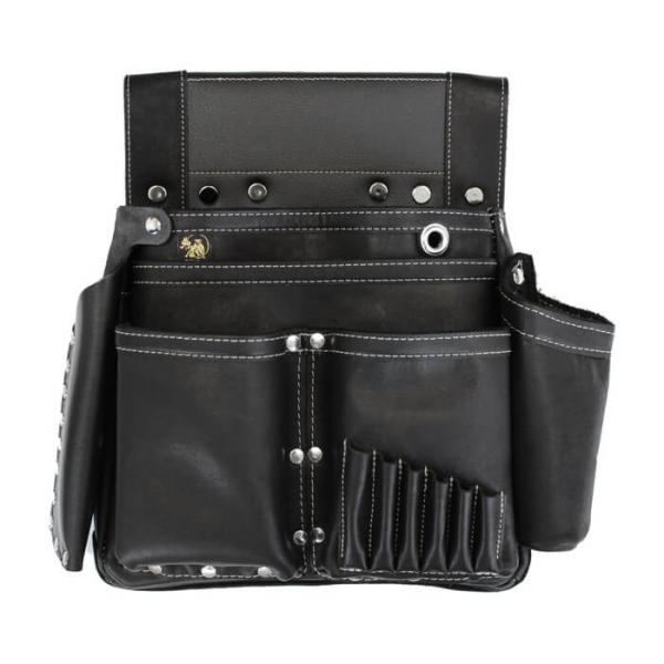 WEB限定 ふくろ倶楽部 PREMIUM 朱雀 グローブ革 六型釘袋 のみ差付すみつぼホルダー付 黒...