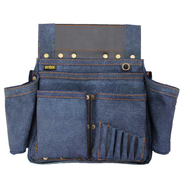 釘袋 Wポケット W墨壷ホルダー仕様 6型 濃デニム ヌバック 【送料無料】 アルデ ARDEX-0...