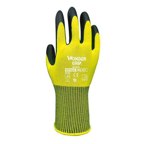 WONDER GRIP ニトリルコーティング手袋 ブレス 蛍光イエロー(LLサイズ) 3双 取寄品 ...
