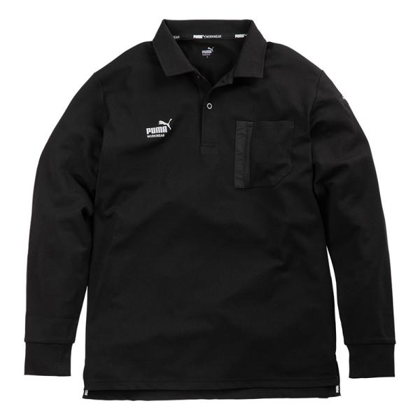 作業ウェア PUMA 長袖アクティブポロシャツ ブラック Mサイズ 取寄品 PUMA WORKWEA...
