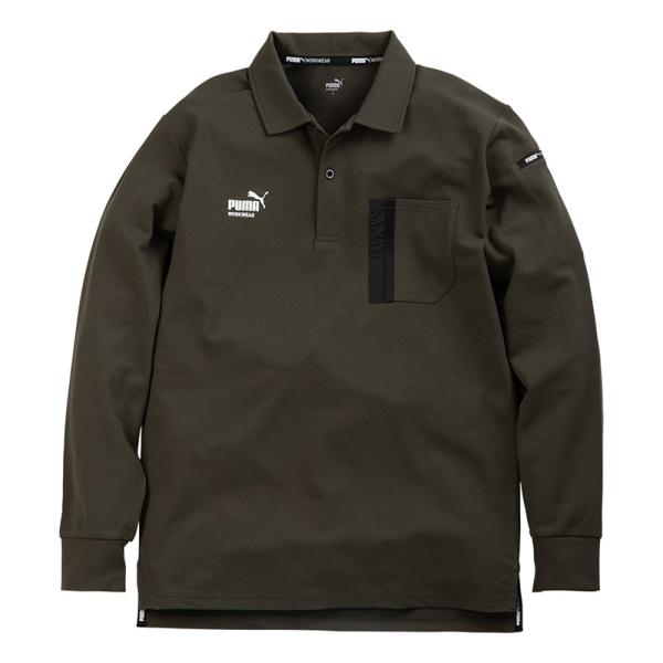 作業ウェア PUMA 長袖アクティブポロシャツ カーキ Lサイズ 取寄品 PUMA WORKWEAR...