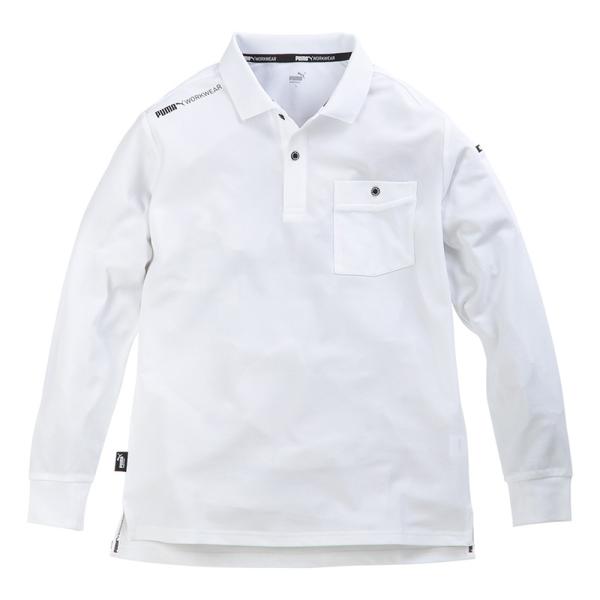 作業ウェア PUMA 長袖ポロシャツ ホワイト Lサイズ 取寄品 PUMA WORKWEAR(プーマ...