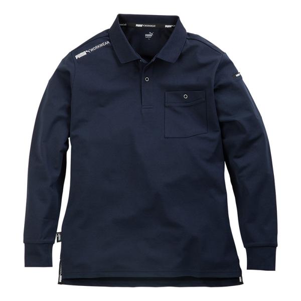 作業ウェア PUMA 長袖ポロシャツ ネイビー 4Lサイズ 取寄品 PUMA WORKWEAR(プー...