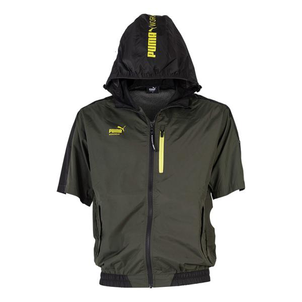 作業ウェアPUMA エアツイスト ショートスリーブ フーディ カーキ 3Lサイズ 【服地のみ/ファン...