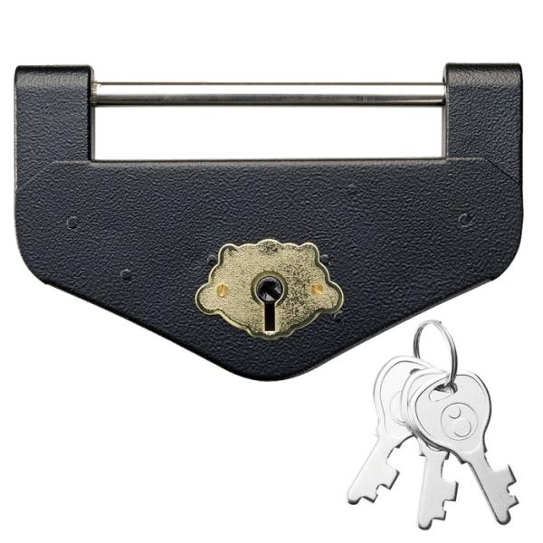 エイト倉庫錠 カギ3本付 ブラック 特大(特1号) 取寄品 エイト DL-1