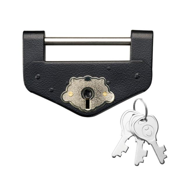 エイト倉庫錠 カギ3本付 ブラック 中(2号) 6個価格/箱 取寄品 エイト DL-1