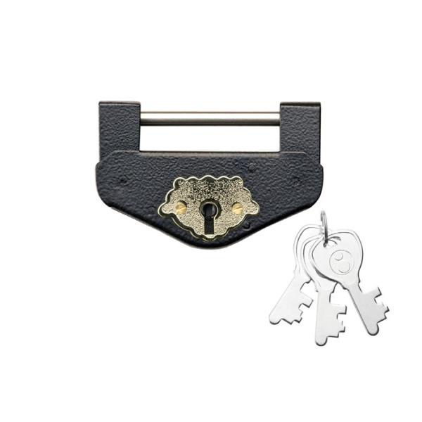 エイト倉庫錠 カギ3本付 ブラック 小(4号) 取寄品 エイト DL-1