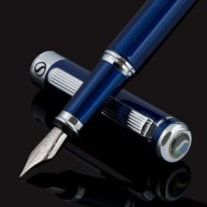 Scriveiner最高級 プレミアム 万年筆 (青) 魅力的な美しさ