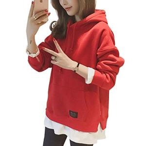 シンプル フード 付き パーカー 重ね着風 長袖 無地 スウェットパーカー スウェット すえっと ス