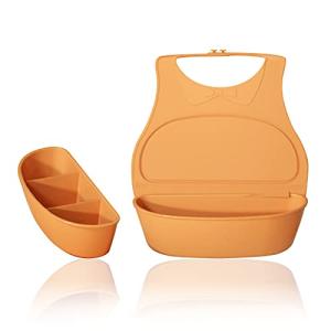 HiHi お食事エプロン ベビー スタイ 食洗機対応 取り外しできる受け皿付き シリコンビブ 男の子 女の子 食事用 ベビーエプロン サイズ調整可能