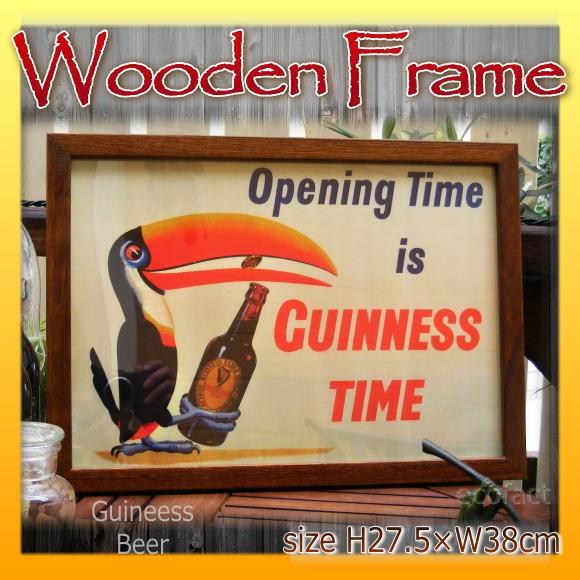 ピクチャーフレーム Guinness Time ギネスビール トゥーカン 27.5×38cm 木製額...