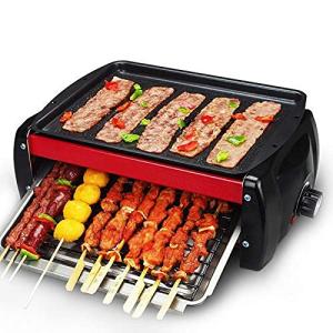 Yongqin 鍋バーベキュー無煙屋内グリル2層バーベキューグリル ノンスティックネットと取り外し可能なドリップパン