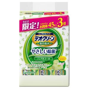 【アウトレット】ユニチャーム　デオクリーン ウェットティッシュ やさしい除菌 つめかえ用(45枚×3...