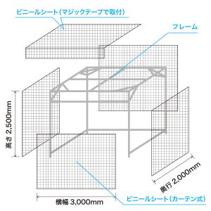 簡易ブース 組み立て式仮設テント 横幅3m高さ...の詳細画像4