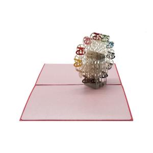 ポップアップグリーティングカード　観覧車　ピンク