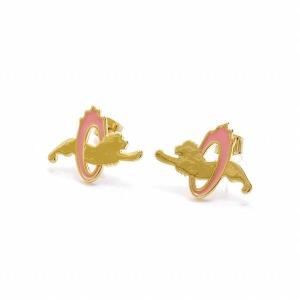 リル サーカス ライオン スタッドピアス ゴールド/ピンク Lilou CIRCUS LION STUD PIERCE gold/pink / おしゃれ｜arenot