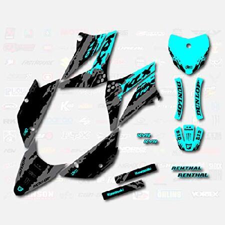 並行輸入品 Gray＆ Cyan Slick Racing Graphics fits 2010-2...