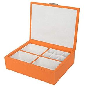 TIZO Elegant Faux Leather Jewelry Box, Orange