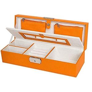TIZO Elegant Faux Leather Jewelry Box, Orange