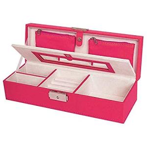 TIZO Elegant Faux Leather Jewelry Box, Hot Pink
