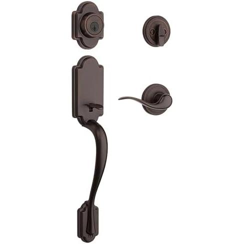 並行輸入品 Kwikset アーリントン 玄関ドアハンドルセット デッドボルト付 ベネチアンブロンズ...
