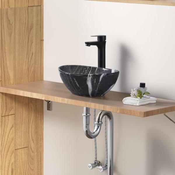 洗面ボウル 340×270×130mm 楕円形 レトロカラー 陶器 混合水栓 Sトラップ 床排水 ポ...