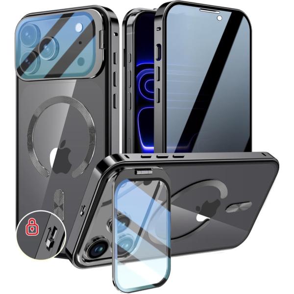 互換品 iPhone 18 Pro Max ケース 全面保護 カメラレンズ保護 覗き見防止 隠しスタ...