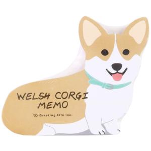 ダイカット アニマルメモ コーギー 90枚入 / 犬 5柄 可愛い メモ帳 グリーティングライフ