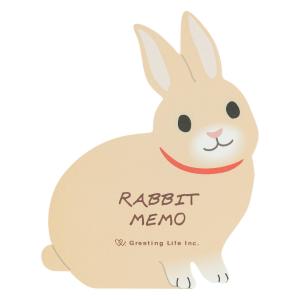 ダイカット アニマルメモ うさぎ 90枚入 / ウサギ 5柄 可愛い メモ帳 グリーティングライフ