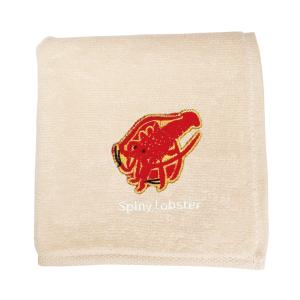 アクアチック 刺繍 ハンカチ イセエビ/伊勢海老 ハンドタオル 綿 タオルハンカチの商品画像