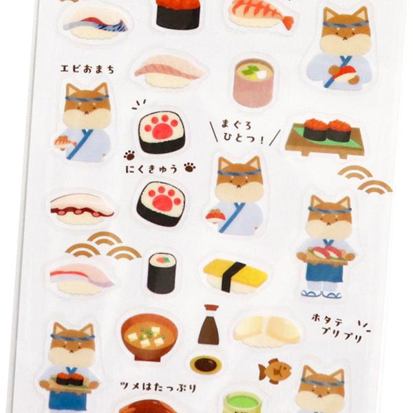 しば山さんの寿司びより 透明シール / 柴犬 寿司 クリアシート PET素材 手帳 デコ