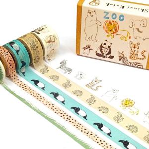 プチマスボックス zoo マスキングテープ 5個セット / 動物 5mm-15mm幅