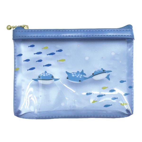 トリオ水族館 ミニケース ジンベイザメ / クリアポーチ PVC 透明素材 ラボクリップ