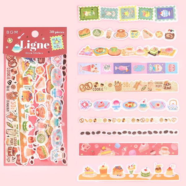 BGM 箔押し 「Ligne・スイーツパーラー」 30枚入 シートシール / マステ素材 ロングシー...