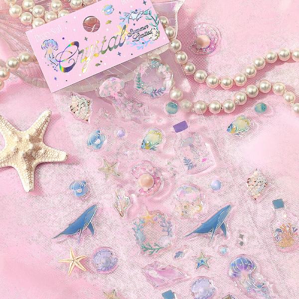 BGM クリスタルシール 「夏限定・波間のきらめき」 / ぷっくり エポキシ樹脂 箔押し 立体 シー...
