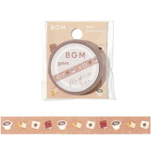 BGM 「趣味時間」 5mm マスキングテープ / コーヒー 読書 細い マステ 手帳 デコ