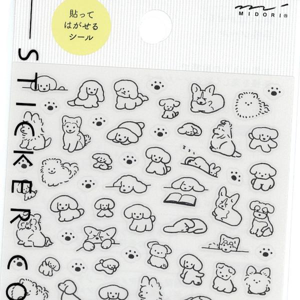 貼って剥がせる 手帳シール S イヌ柄 / 犬 PET素材 スケジュール 手帳 デコ MIDORI