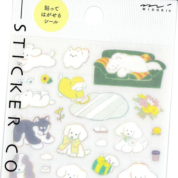 貼って剥がせる 手帳シール M イヌ柄 / 犬 PET素材 スケジュール 手帳 デコ MIDORI