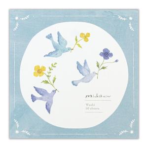 スクエアメモ みちくさ ヴァン 50枚入 / 青い鳥 大人可愛い 和紙 エヌビー社 michikusa